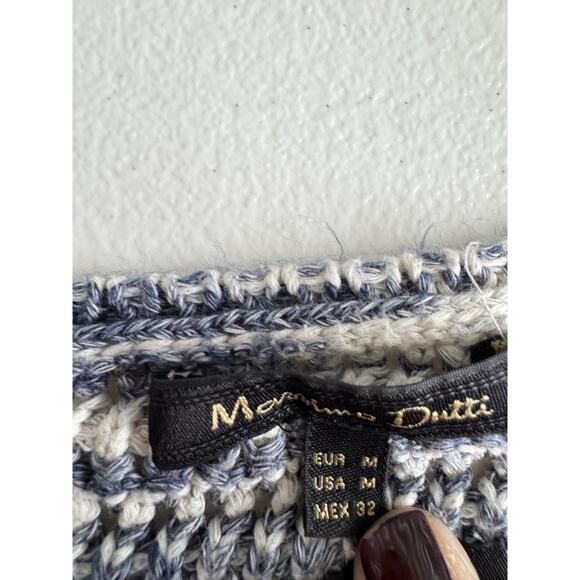 Massimo Dutti NWT Womens Fringe Crochet Boho Blue Coastal Top Size Medium - Picture 8 of 8